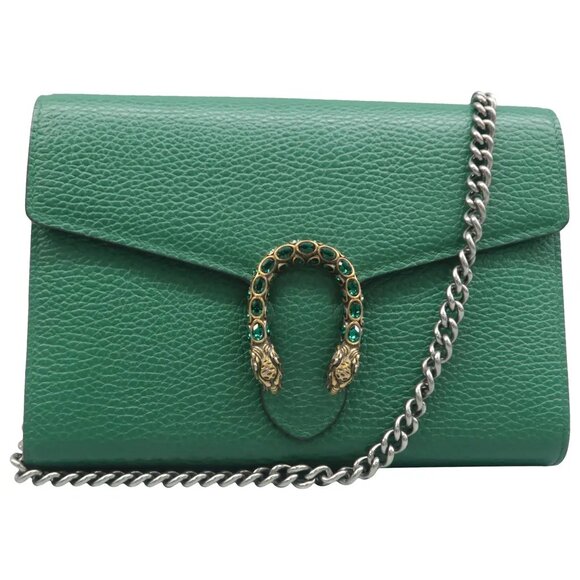 Gucci Handbags - 100% Authentic GUCCI Dionysus Green Leather Shoulder Bag